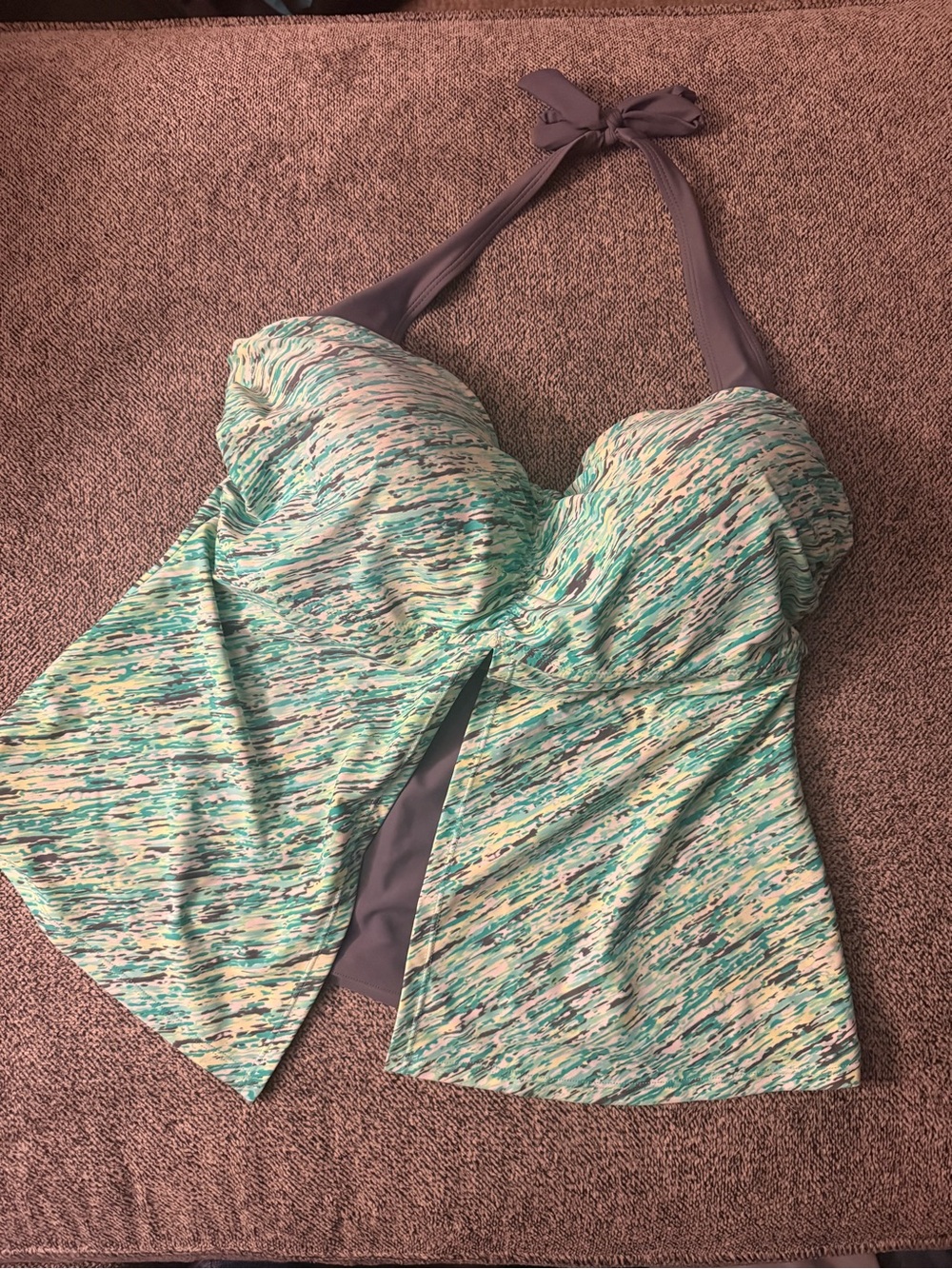 Women's Mint Multi Halter Tankini Swim Top